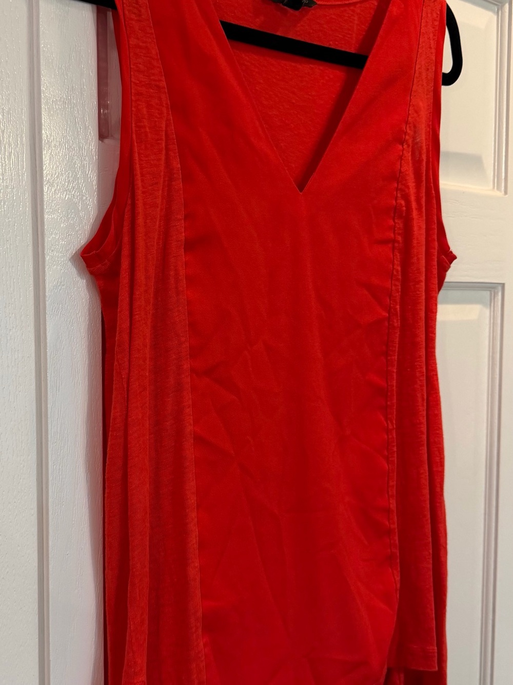 Banana Republic Fire Red / Orange V-Neck Sleeveless Tank Cotton Knit - Picture 5 of 11